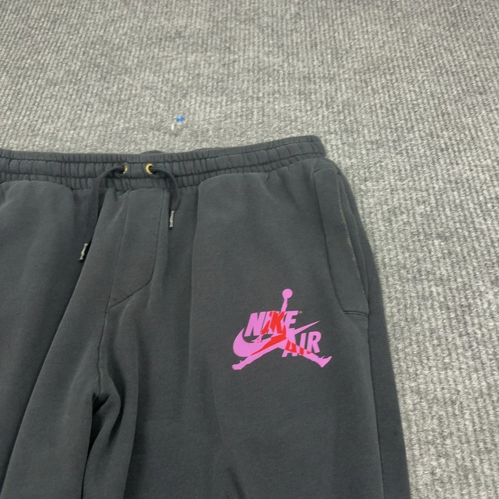 Jordan Nike Sweatpants Mens L Black Cotton Fleece Graphic Logo Joggers Sporty